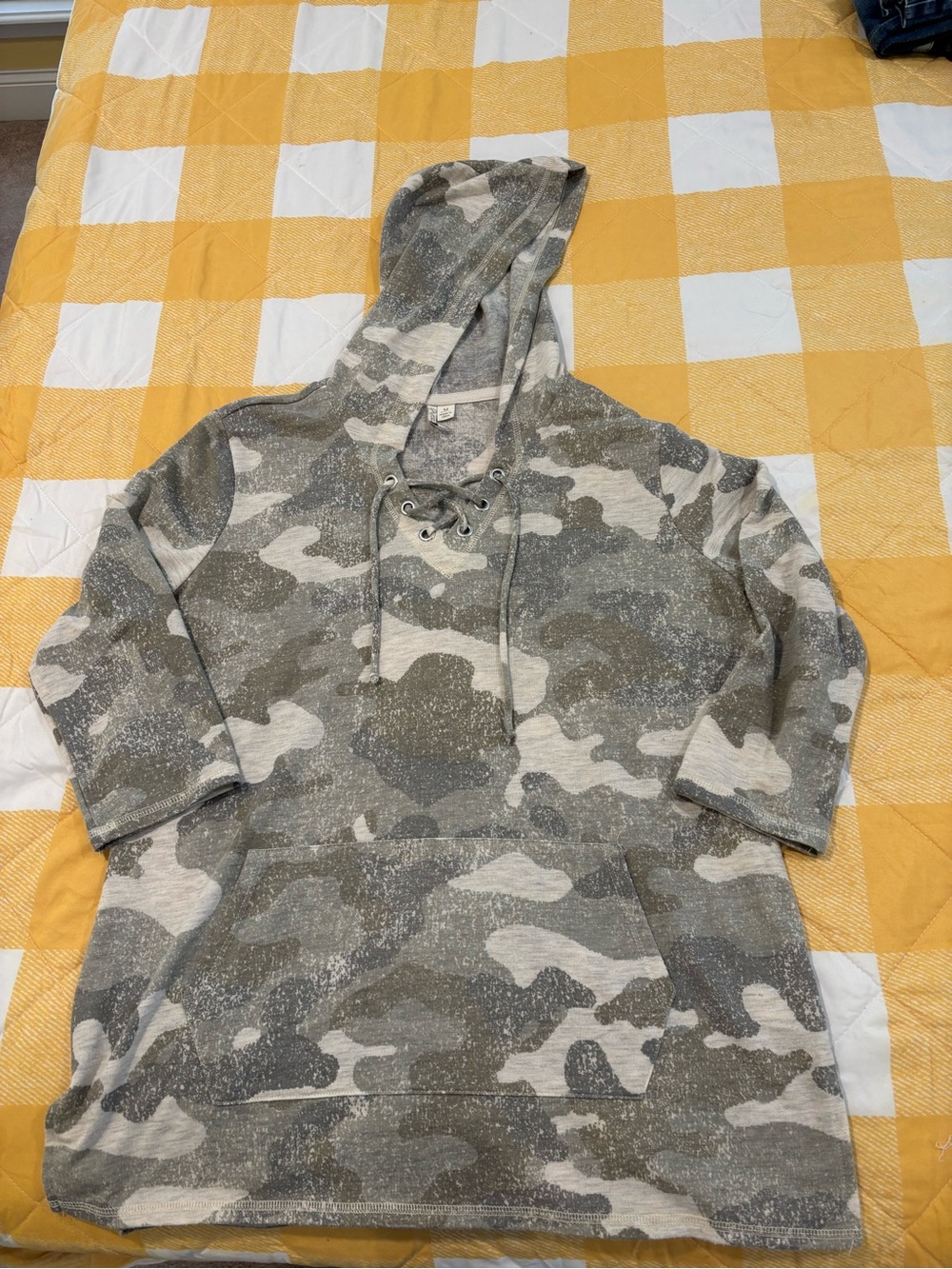 Camo Lace-Up Hooded Pullover